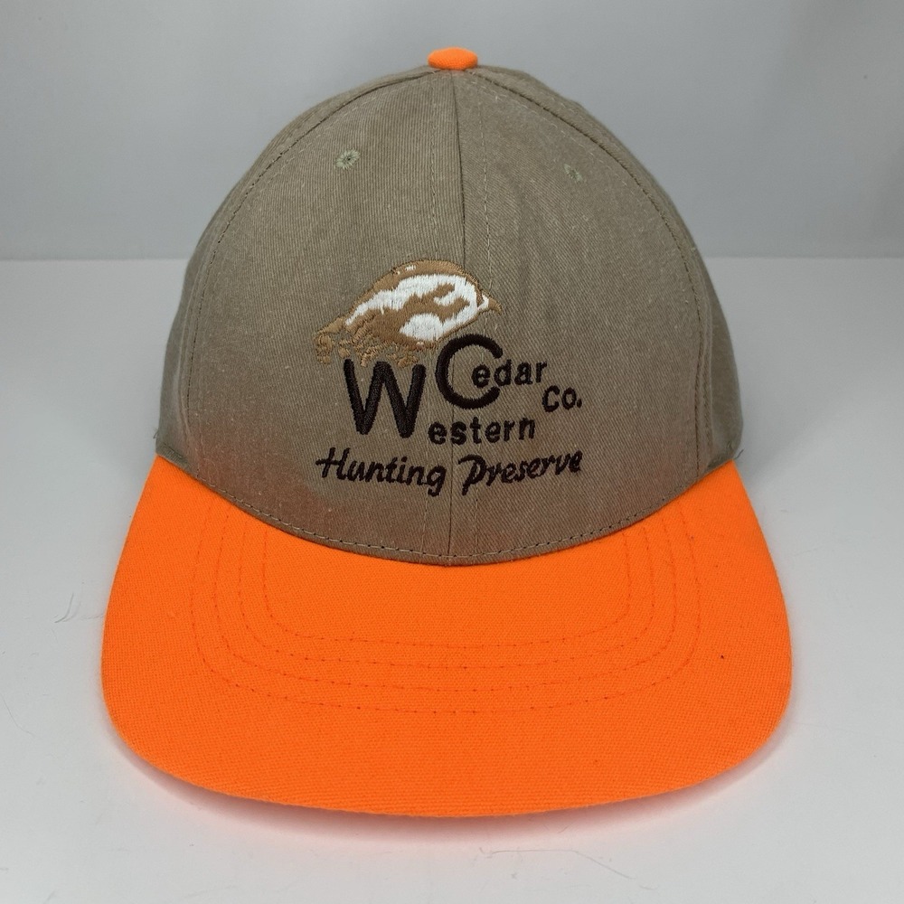 Western Cedar Co Hat Oklahoma Hunting Preserve Orange Tan Strapback Baseball Cap